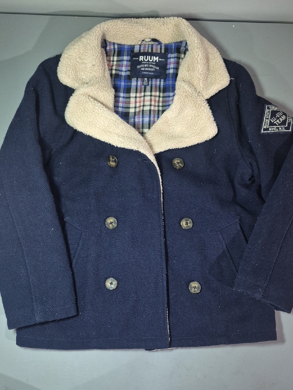 Ruum Navy Peacoat with Cream Sherpa Collar